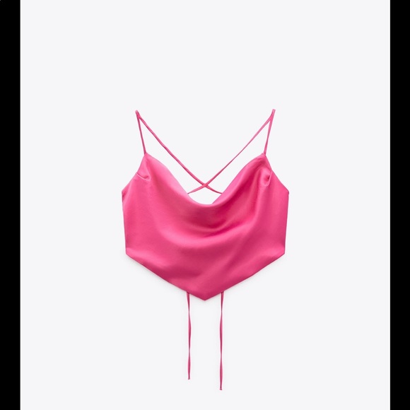 Pink satin crop top - Picture 5 of 6